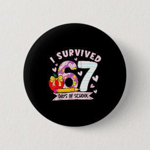 I Survived 67 Days Of School Funny Leopard Student 6 Cm Round Badge
