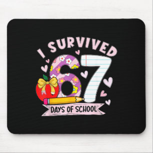 I Survived 67 Days Of School Funny Leopard Student Mouse Mat