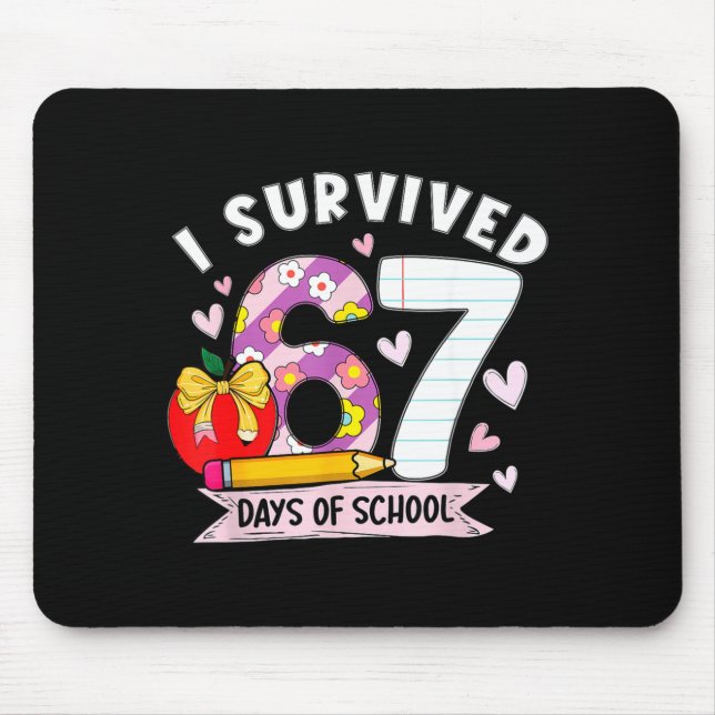 I Survived 67 Days Of School Funny Leopard Student Mouse Mat (Front)