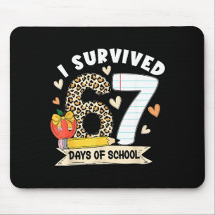I Survived 67 Days Of School Funny Leopard Student Mouse Mat