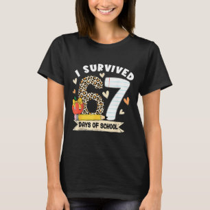 I Survived 67 Days Of School Funny Leopard Student T-Shirt