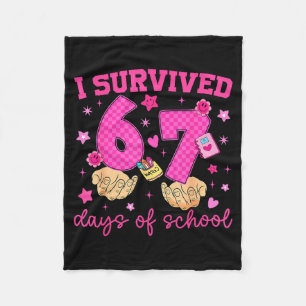 I Survived 67 Days Of School Funny Meme Boy Girl T Fleece Blanket