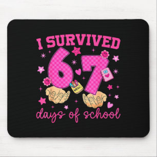 I Survived 67 Days Of School Funny Meme Boy Girl T Mouse Mat