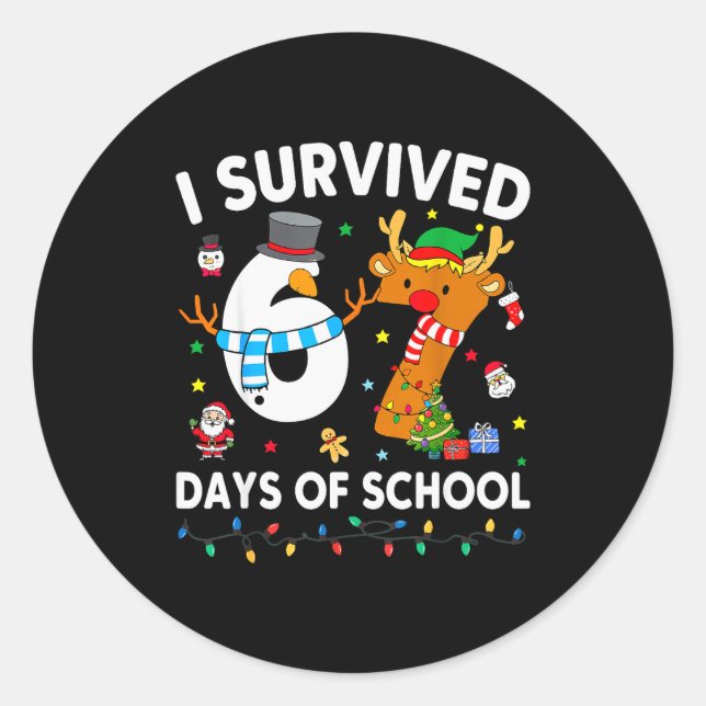 I Survived 67 Days Of School Funny Meme Six Seven  Classic Round Sticker (Front)