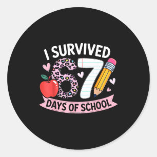 I Survived 67 Days Of School Funny Meme Student Te Classic Round Sticker