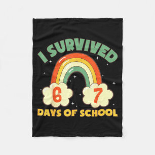 I Survived 67 Days Of School Funny Meme Student Te Fleece Blanket