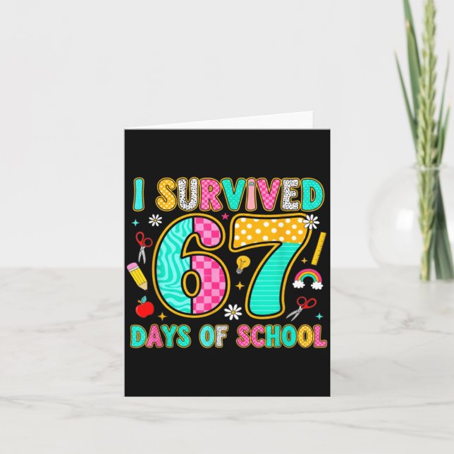 I Survived 67 Days Of School Funny Meme Teacher St Card (Front)
