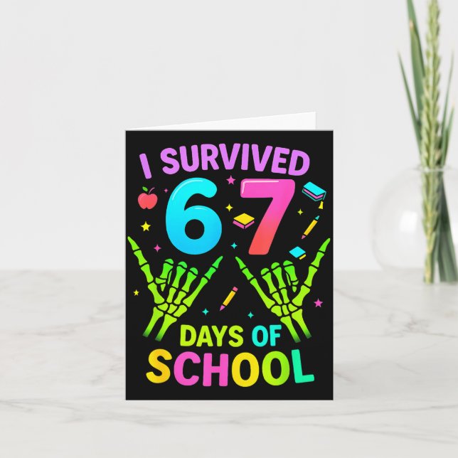 I Survived 67 Days Of School Funny Meme Teacher St Card (Front)
