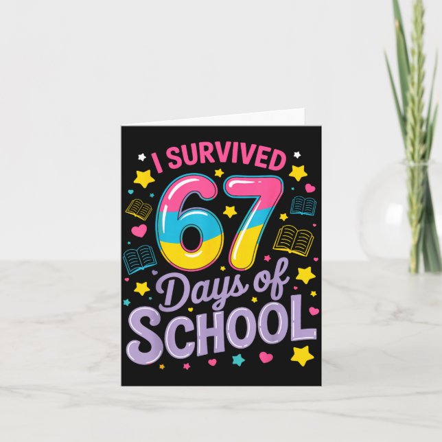 I Survived 67 Days Of School Funny Meme Teacher St Card (Front)