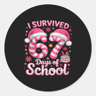 I Survived 67 Days Of School Funny Meme Teacher St Classic Round Sticker
