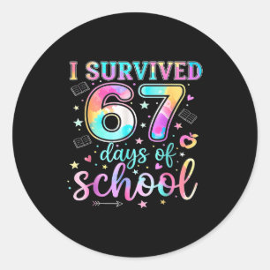 I Survived 67 Days Of School Funny Meme Teacher St Classic Round Sticker