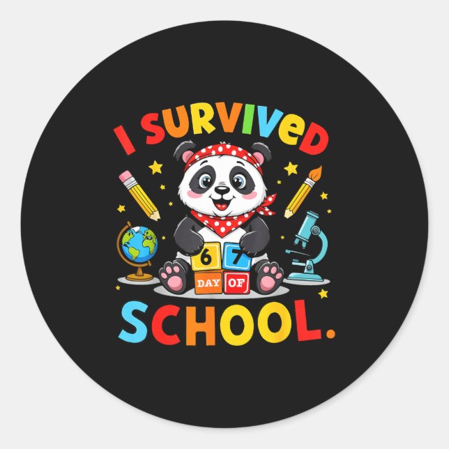 I Survived 67 Days Of School Funny Meme Teacher St Classic Round Sticker (Front)