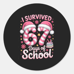 I Survived 67 Days Of School Funny Meme Teacher St Classic Round Sticker