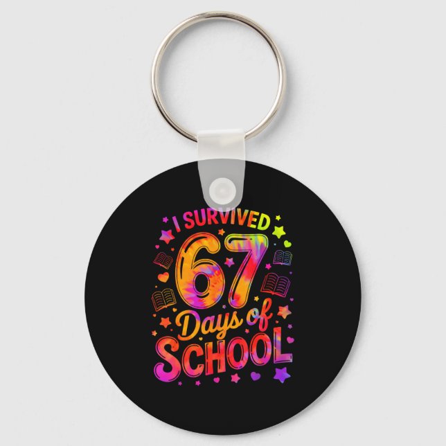 I Survived 67 Days Of School Funny Meme Teacher St Key Ring (Front)