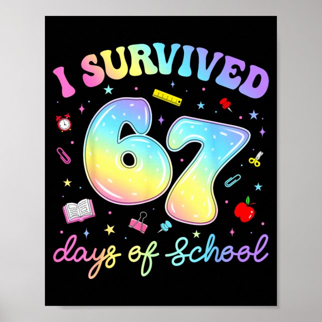 I Survived 67 Days Of School Funny Meme Teacher St Poster (Front)