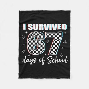 I Survived 67 Days Of School Funny Retro 67 Meme S Fleece Blanket