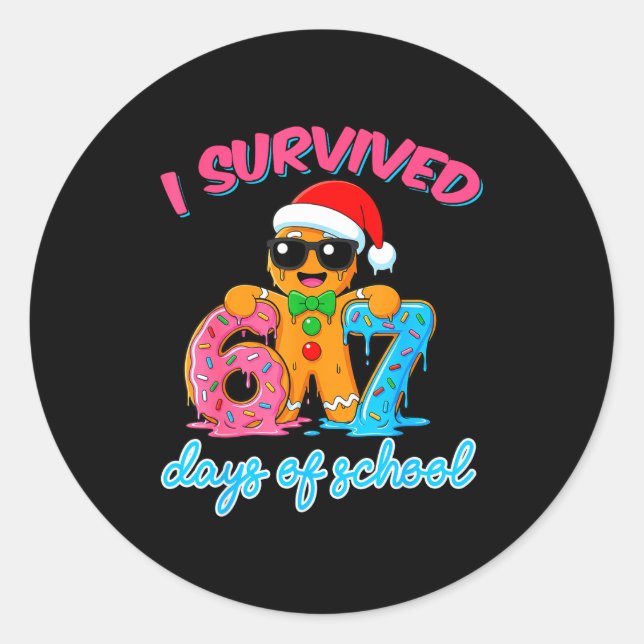 I Survived 67 Days Of School Funny Six Seven 67 Gi Classic Round Sticker (Front)