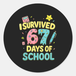 I Survived 67 Days Of School Funny Six Seven 6 7 M Classic Round Sticker