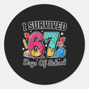 I Survived 67 Days Of School Funny Six Seven 6 7 M Classic Round Sticker