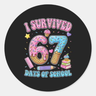 I Survived 67 Days Of School Funny Six Seven 6 7 M Classic Round Sticker