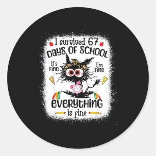 I Survived 67 Days Of School Funny Six Seven 6 7 M Classic Round Sticker