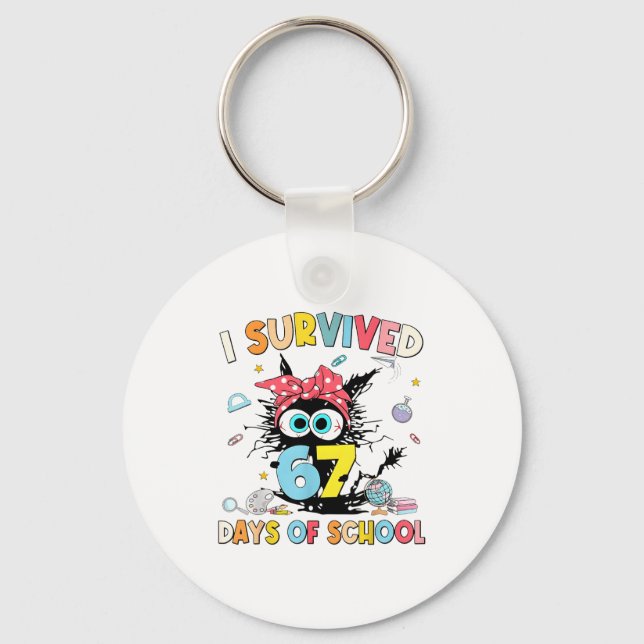 I Survived 67 Days Of School Funny Six Seven 6 7 M Key Ring (Front)