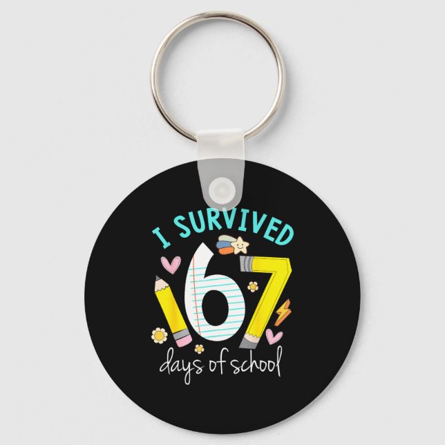 I Survived 67 Days Of School Funny Six Seven 6 7 M Key Ring (Front)
