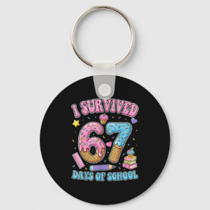 I Survived 67 Days Of School Funny Six Seven 6 7 M Key Ring