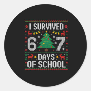 I Survived 67 Days Of School Funny Six Seven Meme  Classic Round Sticker