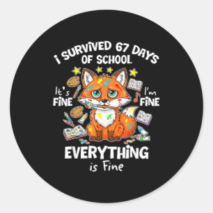 I Survived 67 Days Of School Funny Six Seven Meme  Classic Round Sticker
