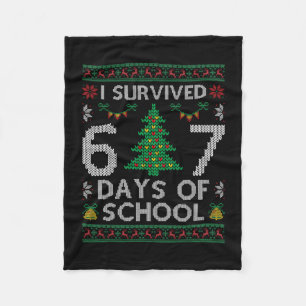 I Survived 67 Days Of School Funny Six Seven Meme Fleece Blanket