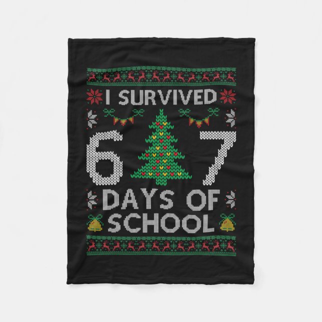 I Survived 67 Days Of School Funny Six Seven Meme  Fleece Blanket (Front)