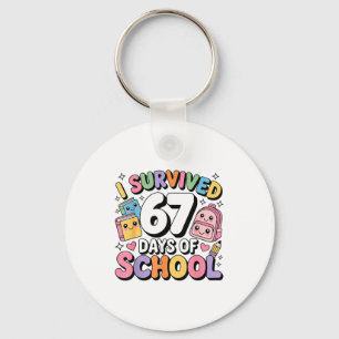I Survived 67 Days Of School Funny Six Seven Meme Key Ring