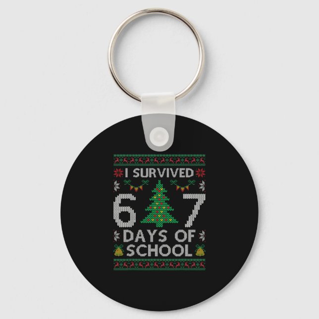 I Survived 67 Days Of School Funny Six Seven Meme  Key Ring (Front)