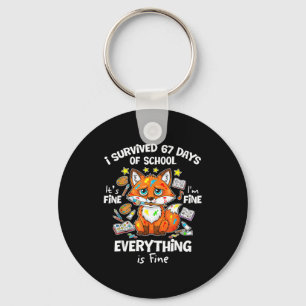 I Survived 67 Days Of School Funny Six Seven Meme Key Ring
