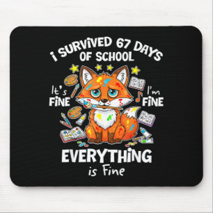 I Survived 67 Days Of School Funny Six Seven Meme Mouse Mat