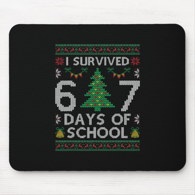 I Survived 67 Days Of School Funny Six Seven Meme  Mouse Mat (Front)