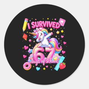 I Survived 67 Days Of School Funny Six Seven Teach Classic Round Sticker