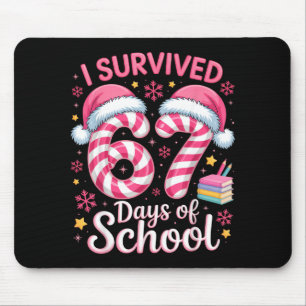 I Survived 67 Days Of School Funny Student Winter Mouse Mat