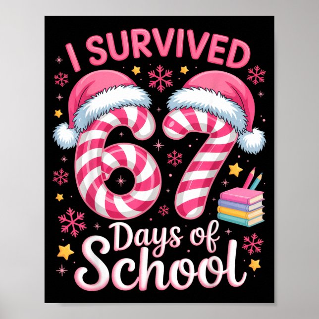 I Survived 67 Days Of School Funny Student Winter  Poster (Front)