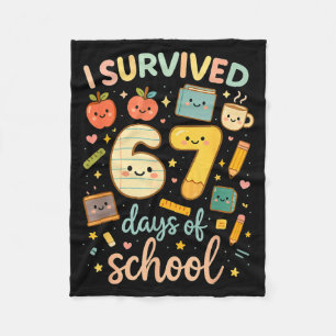 I Survived 67 Days Of School _ Funny Teacher &amp; Fleece Blanket
