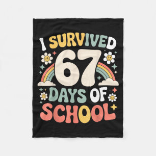 I Survived 67 Days Of School Funny Teacher And Stu Fleece Blanket