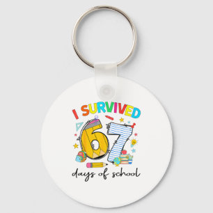 I Survived 67 Days Of School Funny Teacher Student Key Ring