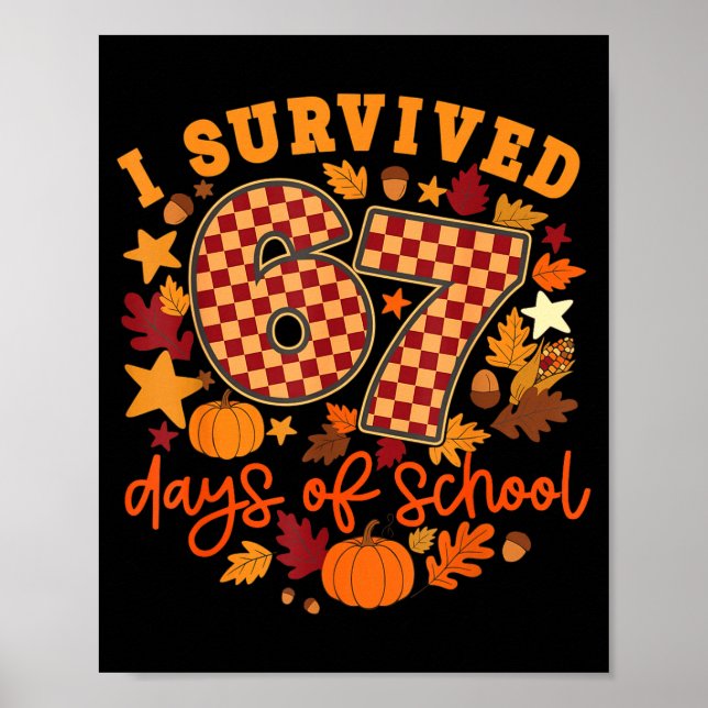 I Survived 67 Days Of School Funny Teacher Thanksg Poster (Front)