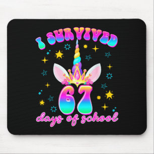 I Survived 67 Days Of School Funny Unicorn Six Sev Mouse Mat