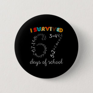 I Survived 67 Days Of School Funny Vintage Math Me 6 Cm Round Badge