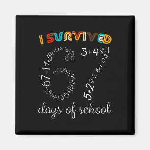 I Survived 67 Days Of School Funny Vintage Math Me Magnet