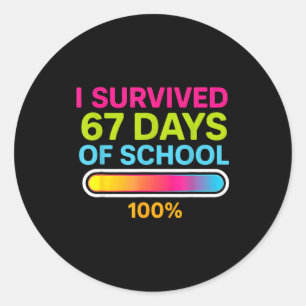 I Survived 67 Days Of School Gamer School Meme Boy Classic Round Sticker