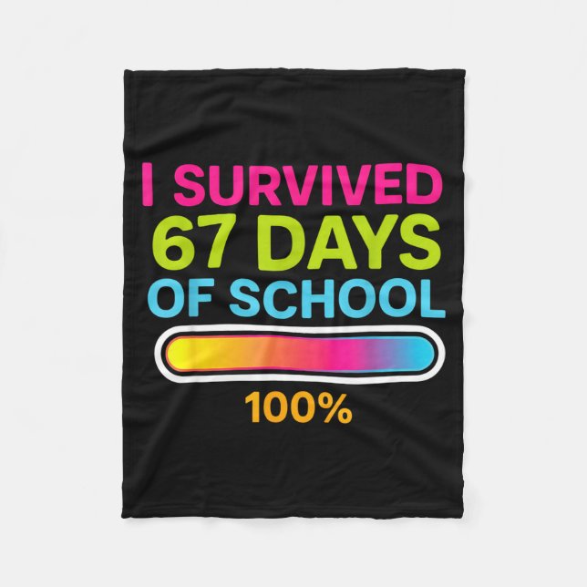 I Survived 67 Days Of School Gamer School Meme Boy Fleece Blanket (Front)