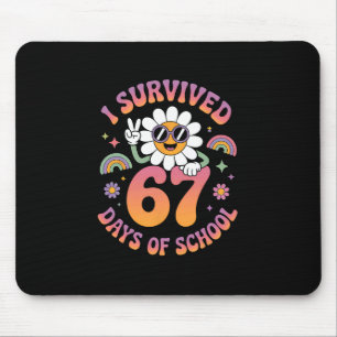 I Survived 67 Days Of School Groovy Retro Teachers Mouse Mat